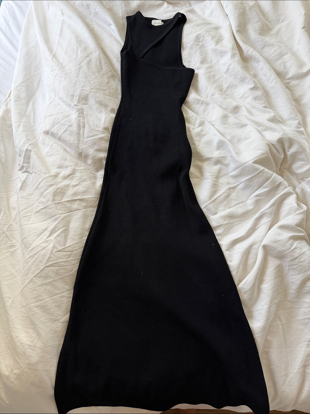 DISSH One-Shoulder Black Ribbed Maxi Dress